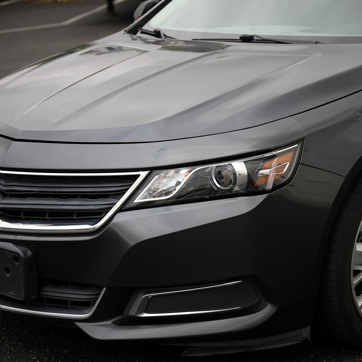 Ronnin - Compatible con Chevy Impala 2014-2020 Par de ensamblajes de faros delanteros con proyector halógeno de repuesto | Negro brillante