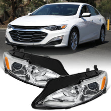 Ronnin - Fits 2019-2024 Chevy Malibu Halogen Projector Headlights Factory Replacement Assembly Pair | Chrome