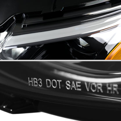 Ronnin - Fits 2019-2024 Chevy Malibu Halogen Projector Headlights Factory Replacement Assembly Pair | Glossy Black