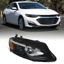 Ronnin - Fits 2019-2024 Chevy Malibu Halogen Projector Headlights Factory Replacement Assembly | Right Passenger Side | Glossy Black