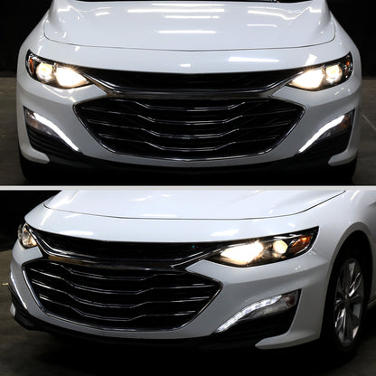 Ronnin - Fits 2019-2024 Chevy Malibu Halogen Projector Headlights Factory Replacement Assembly Pair | Black Smoke