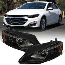 Ronnin - Fits 2019-2024 Chevy Malibu Halogen Projector Headlights Factory Replacement Assembly Pair | Black Smoke