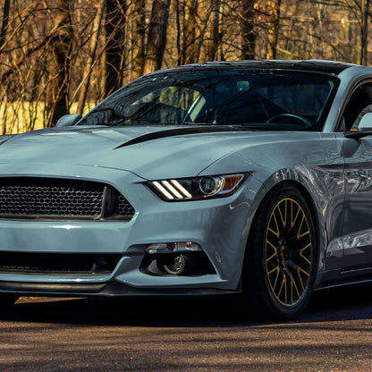 Ronnin - Fits 2015-2022 Ford Mustang Coupe Convertible HID Xenon Projector Headlights Factory Replacement Assembly Pair | Black