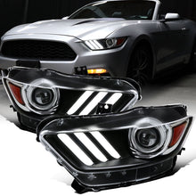 Ronnin - Fits 2015-2022 Ford Mustang Coupe Convertible HID Xenon Projector Headlights Factory Replacement Assembly Pair | Black