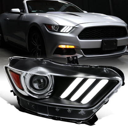 Ronnin - Fits 2015-2022 Ford Mustang Coupe Convertible HID Xenon Projector Headlights Factory Replacement Assembly | Right Passenger Side | Black