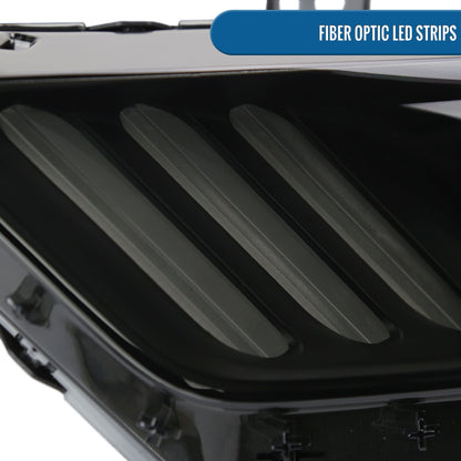 Ronnin - Fits 2015-2022 Ford Mustang Coupe Convertible HID Xenon Projector Headlights Factory Replacement Assembly Pair | Black  Smoke