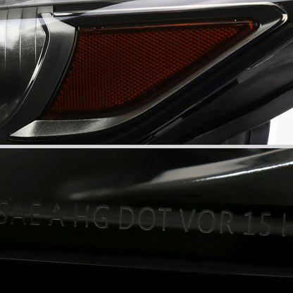 Ronnin - Fits 2015-2022 Ford Mustang Coupe Convertible HID Xenon Projector Headlights Factory Replacement Assembly Pair | Black  Smoke