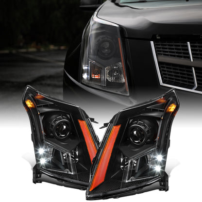 Ronnin - Fits 2010-2016 Cadillac SRX Halogen Projector Headlights Factory Replacement Assembly Pair | Black