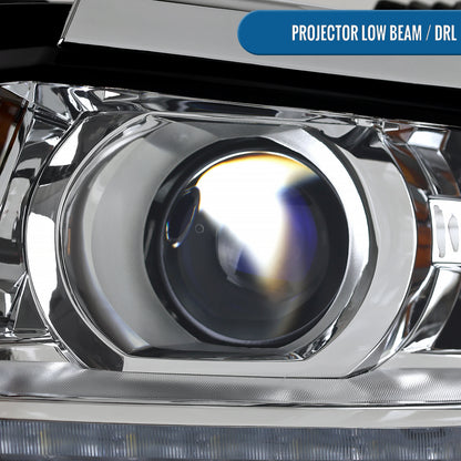 Ronnin - Fits 2015-2020 Chevy Tahoe Suburban Upgraded Replacement LED DRL Halogen Projector Headlights Assembly Pair | Chrome