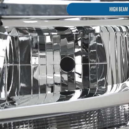 Ronnin - Fits 2015-2020 Chevy Tahoe Suburban Upgraded Replacement LED DRL Halogen Projector Headlights Assembly Pair | Chrome