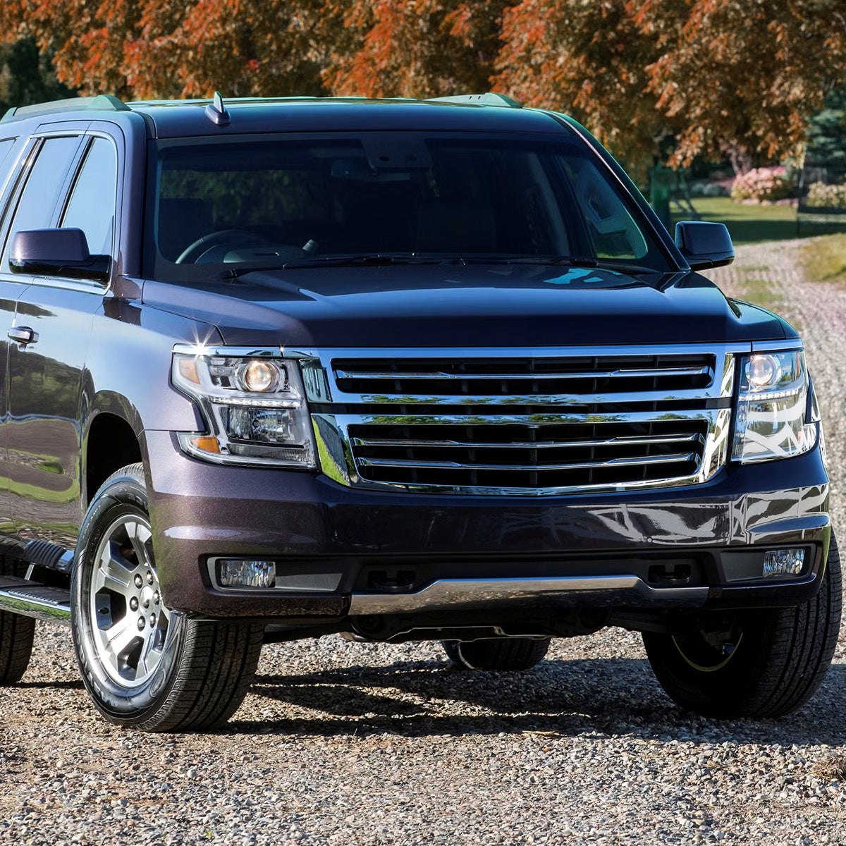 Ronnin - Fits 2015-2020 Chevy Tahoe Suburban Upgraded Replacement LED DRL Halogen Projector Headlights Assembly Pair | Chrome