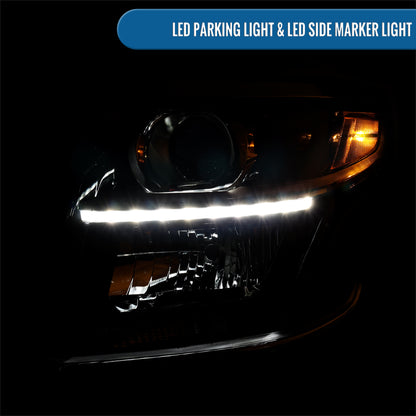 Ronnin - Faros delanteros con proyector halógeno y DRL LED mejorados para Chevy Tahoe Suburban 2015-2020 | Negros | Lado del conductor