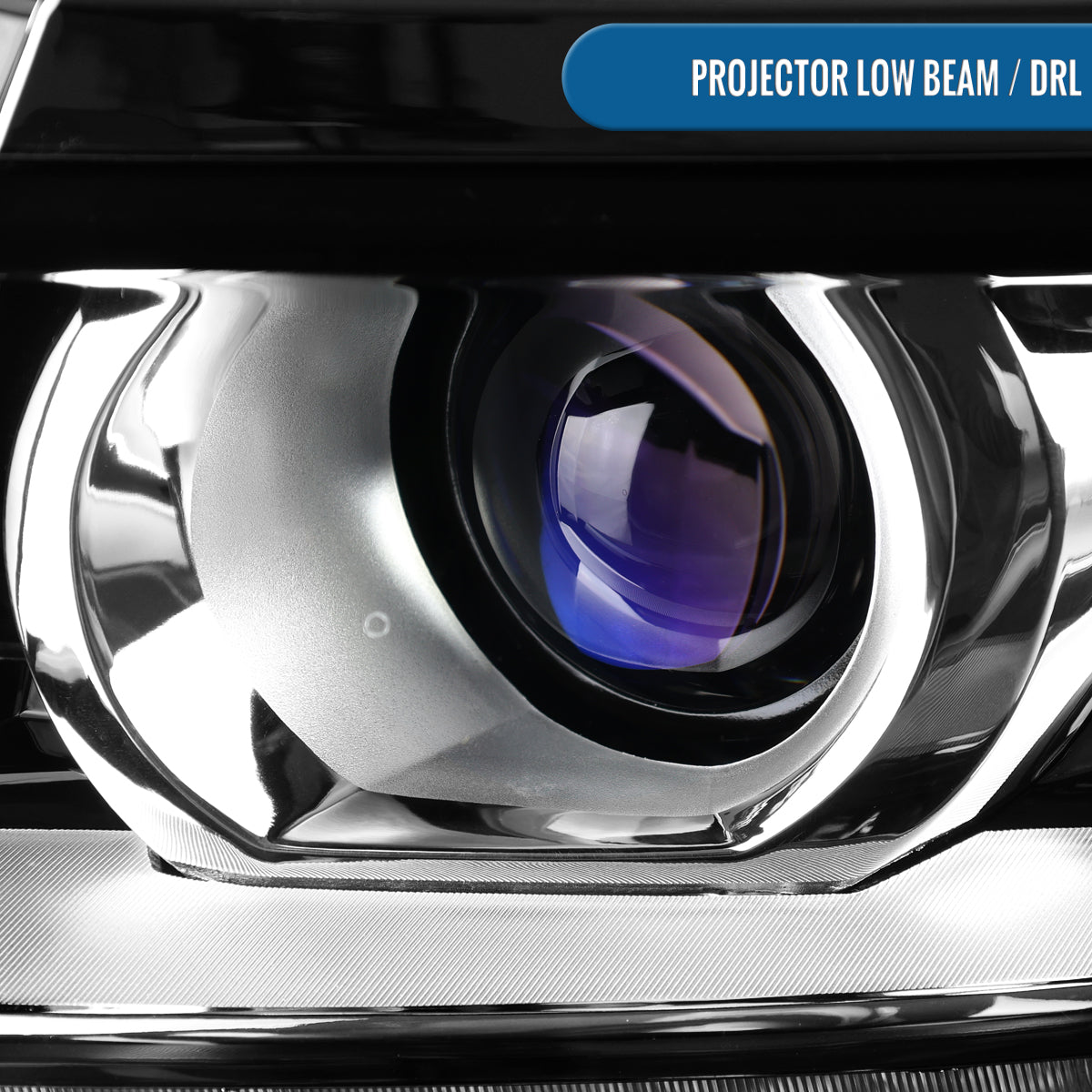 Ronnin - Faros delanteros con proyector halógeno y DRL LED mejorados para Chevy Tahoe Suburban 2015-2020 | Negros | Lado del conductor