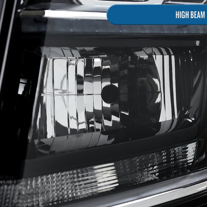 Ronnin - Faros delanteros con proyector halógeno y DRL LED mejorados para Chevy Tahoe Suburban 2015-2020 | Negros | Lado del conductor