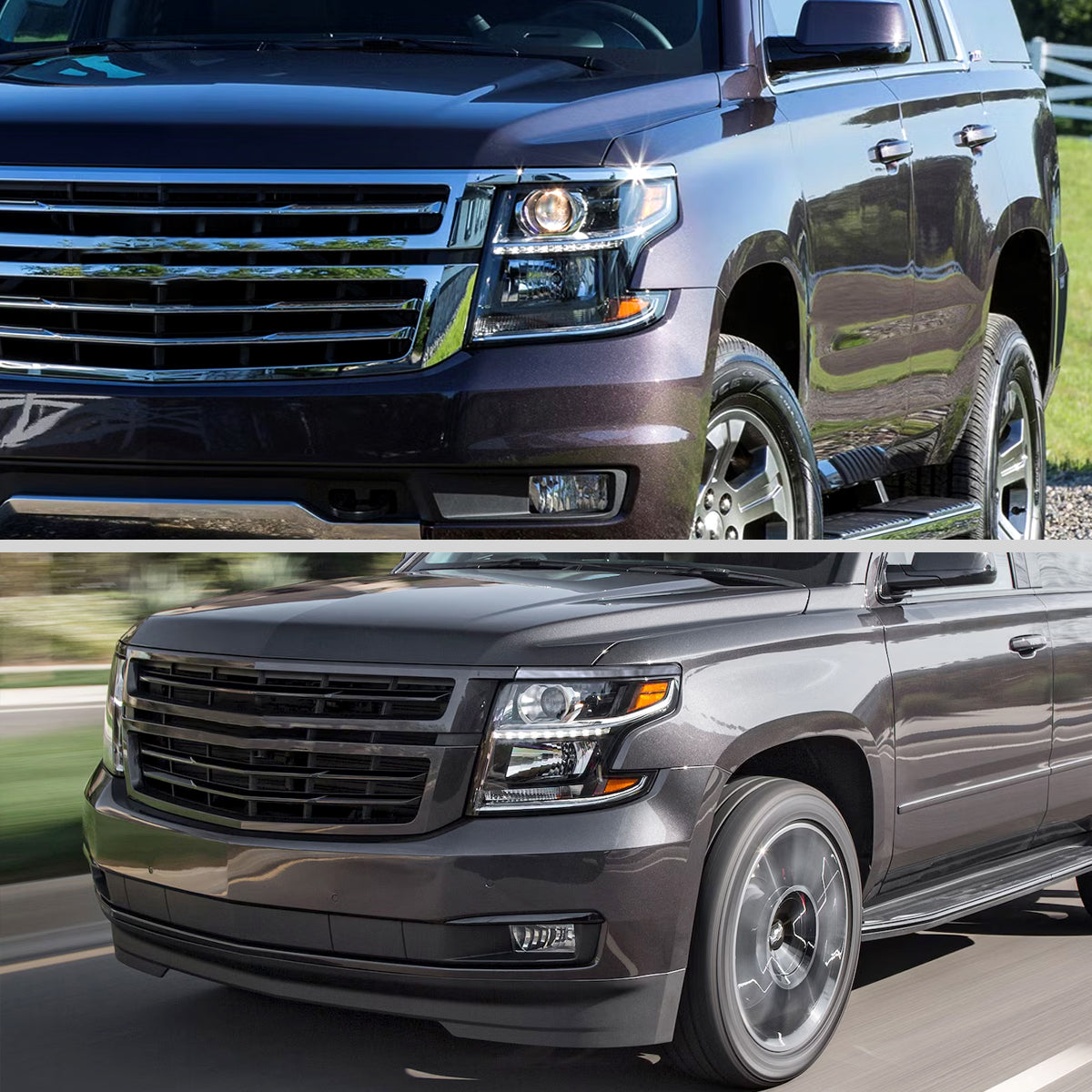 Ronnin - Fits 2015-2020 Chevy Tahoe Suburban Upgraded Replacement LED DRL Halogen Projector Headlights Assembly | Black | Driver Side