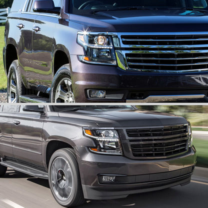 Ronnin - Fits 2015-2020 Chevy Tahoe Suburban Upgraded Replacement LED DRL Halogen Projector Headlights Assembly | Black | Passenger Side