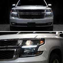 Ronnin - Fits 2015-2020 Chevy Tahoe Suburban Upgraded Replacement LED DRL Halogen Projector Headlights Assembly Pair | Black Smoke
