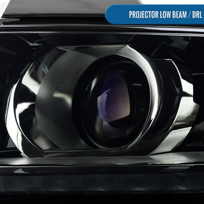 Ronnin - Fits 2015-2020 Chevy Tahoe Suburban Upgraded Replacement LED DRL Halogen Projector Headlights Assembly Pair | Black Smoke