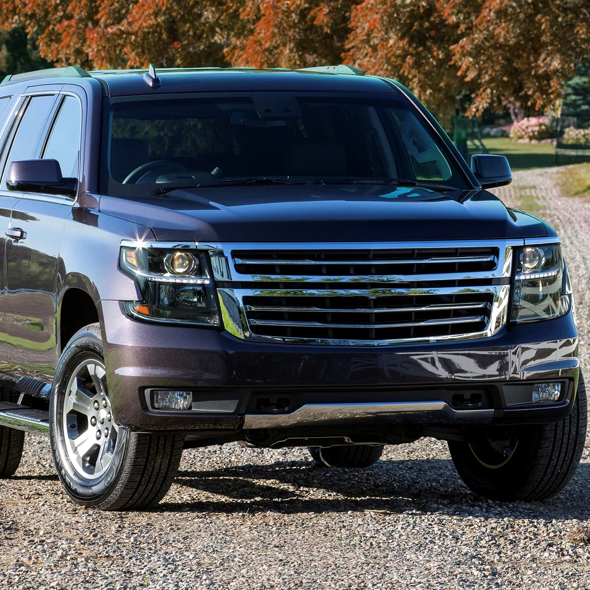 Ronnin - Fits 2015-2020 Chevy Tahoe Suburban Upgraded Replacement LED DRL Halogen Projector Headlights Assembly Pair | Black Smoke