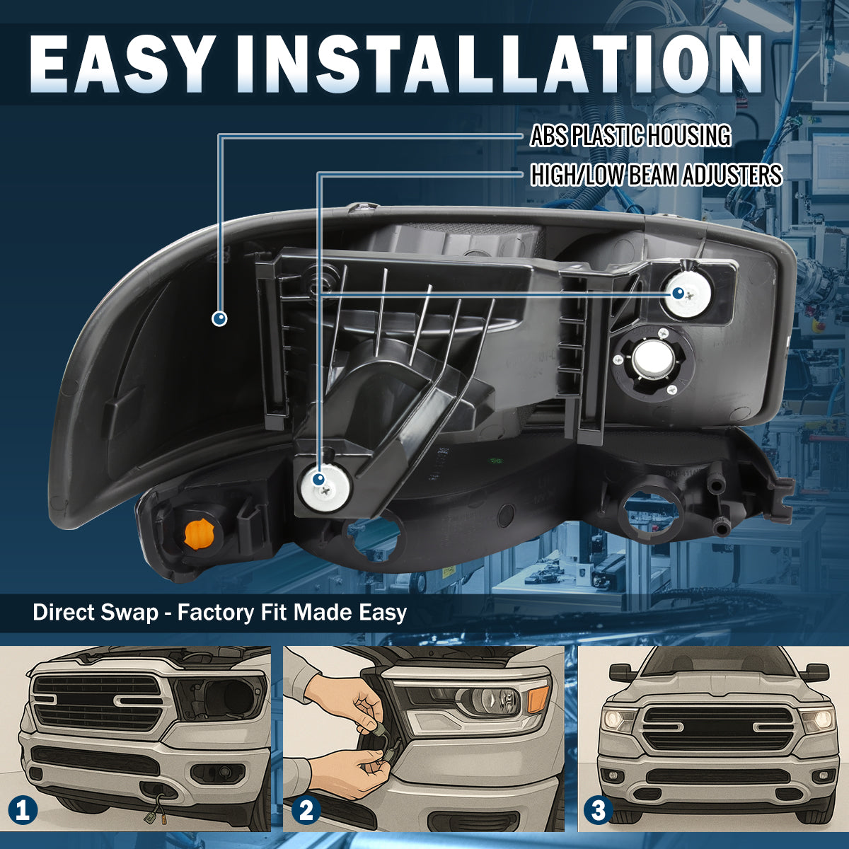1999-2007 GMC Sierra 1500 2500 3500 Classic Yukon XL 1500 2500  Replacement Headlights + Bumper Lights Assembly Pair | Black Smoke