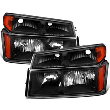 Ronnin - Fits 2004-2012 Chevy Colorado GMC Canyon 2006-2008 Isuzu i-Series Factory Headlights + Corner Parking Signal Lamps Replacement Assembly Pair | Black