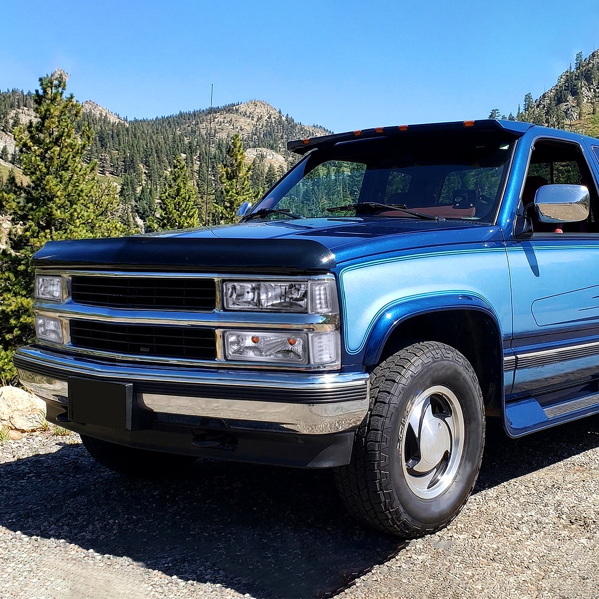 Ronnin - Compatible con Chevy C10 C/K 1500 2500 3500 Silverado Suburban Tahoe de 1994-1998 Faros delanteros con reflector transparente + luces direccionales de esquina + luces de estacionamiento de parachoques (par) | Cromo