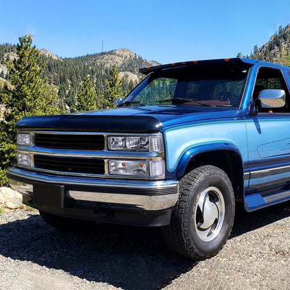 Ronnin - Compatible con Chevy C10 C/K 1500 2500 3500 Silverado Suburban Tahoe de 1994-1998 Faros delanteros con reflector transparente + luces direccionales de esquina + luces de estacionamiento de parachoques (par) | Cromo