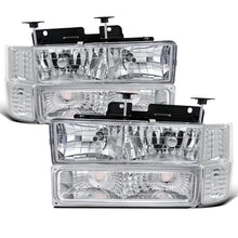 Ronnin - Compatible con Chevy C10 C/K 1500 2500 3500 Silverado Suburban Tahoe de 1994-1998 Faros delanteros con reflector transparente + luces direccionales de esquina + luces de estacionamiento de parachoques (par) | Cromo