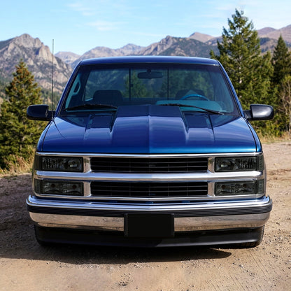 Ronnin - Compatible con Chevy C10 C/K 1500 2500 3500 Silverado Suburban Tahoe de 1994-1998 Faros con reflector transparente + Luces de señal de esquina + Par de luces de estacionamiento de parachoques | Ahumado