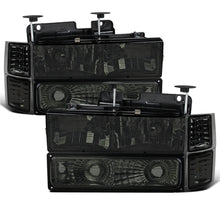 Ronnin - Compatible con Chevy C10 C/K 1500 2500 3500 Silverado Suburban Tahoe de 1994-1998 Faros con reflector transparente + Luces de señal de esquina + Par de luces de estacionamiento de parachoques | Ahumado