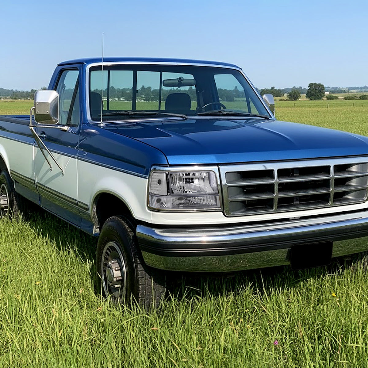 Ronnin - Compatible con Ford F150 F250 F350 Bronco de 1992-1996 Ensamblaje de faros delanteros de repuesto + luces de parachoques transparentes + luces de esquina | Cromado