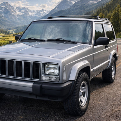 Ronnin - Se adapta a Jeep Cherokee 1997-2001 Luces de esquina con reflector transparente + Conjunto de repuesto de faros antiniebla de parachoques Par | Cromado