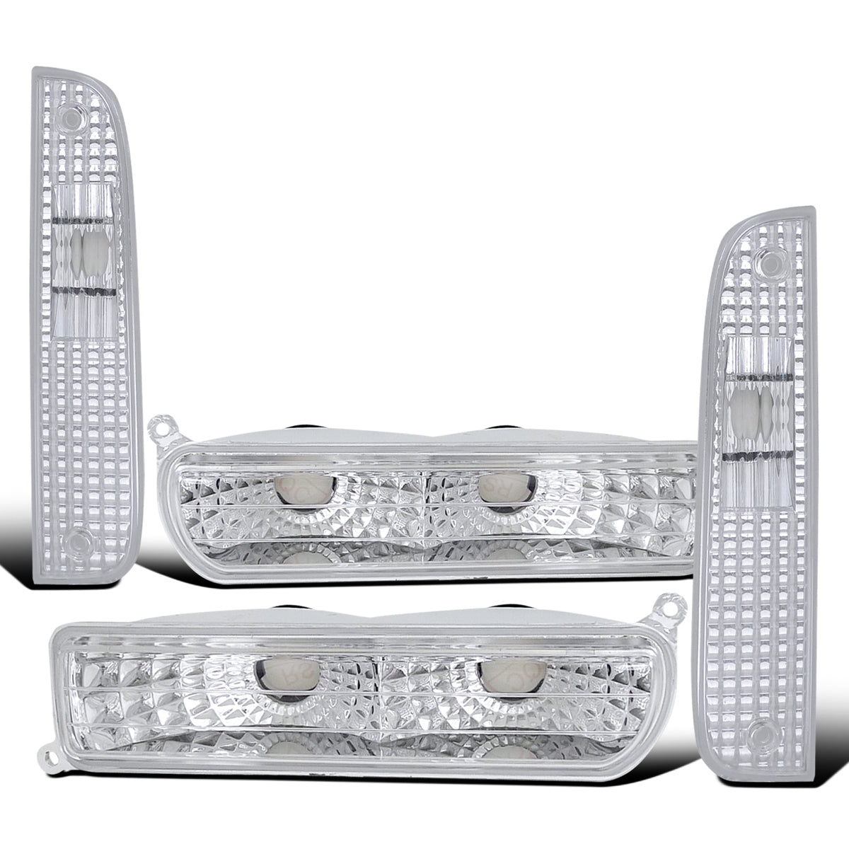 Ronnin - Se adapta a Jeep Cherokee 1997-2001 Luces de esquina con reflector transparente + Conjunto de repuesto de faros antiniebla de parachoques Par | Cromado