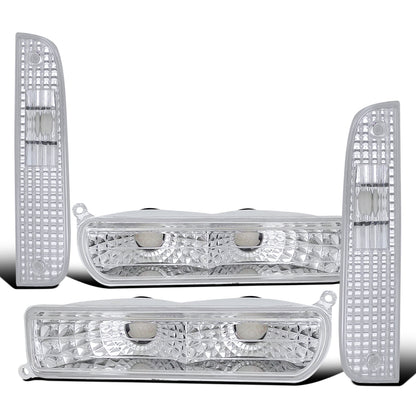 Ronnin - Se adapta a Jeep Cherokee 1997-2001 Luces de esquina con reflector transparente + Conjunto de repuesto de faros antiniebla de parachoques Par | Cromado