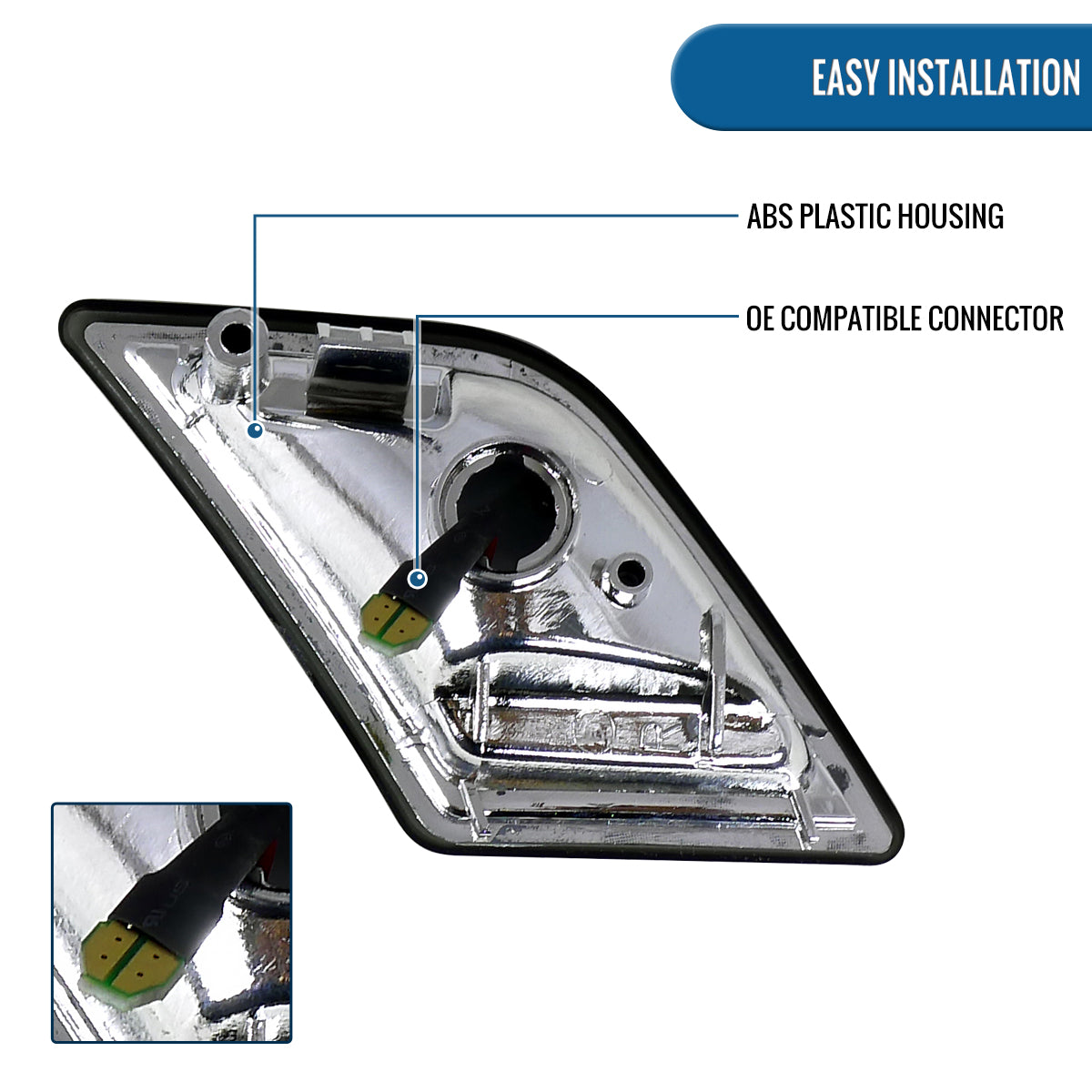 Ronnin - Compatible con Mercedes-Benz W204 C300 C350 C63 2008-2011 Par de luces LED completas para esquinas del parachoques | Ahumado