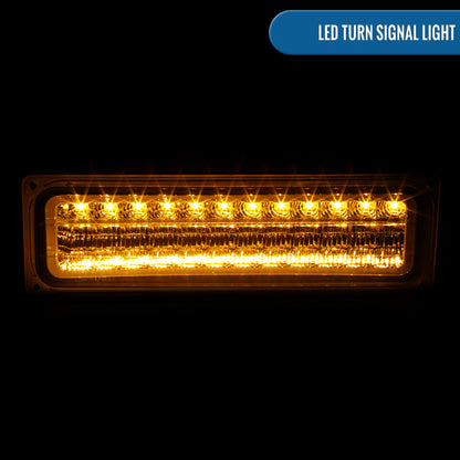 Ronnin - Compatible con Chevy C10 C/K 1500 2500 3500 Suburban Blazer Tahoe Silverado Sierra Yukon de 1988-1999 Juego de luces LED de esquina, defensa y estacionamiento | Cromo