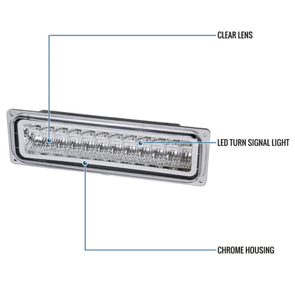Ronnin - Compatible con Chevy C10 C/K 1500 2500 3500 Suburban Blazer Tahoe Silverado Sierra Yukon de 1988-1999 Juego de luces LED de esquina, defensa y estacionamiento | Cromo