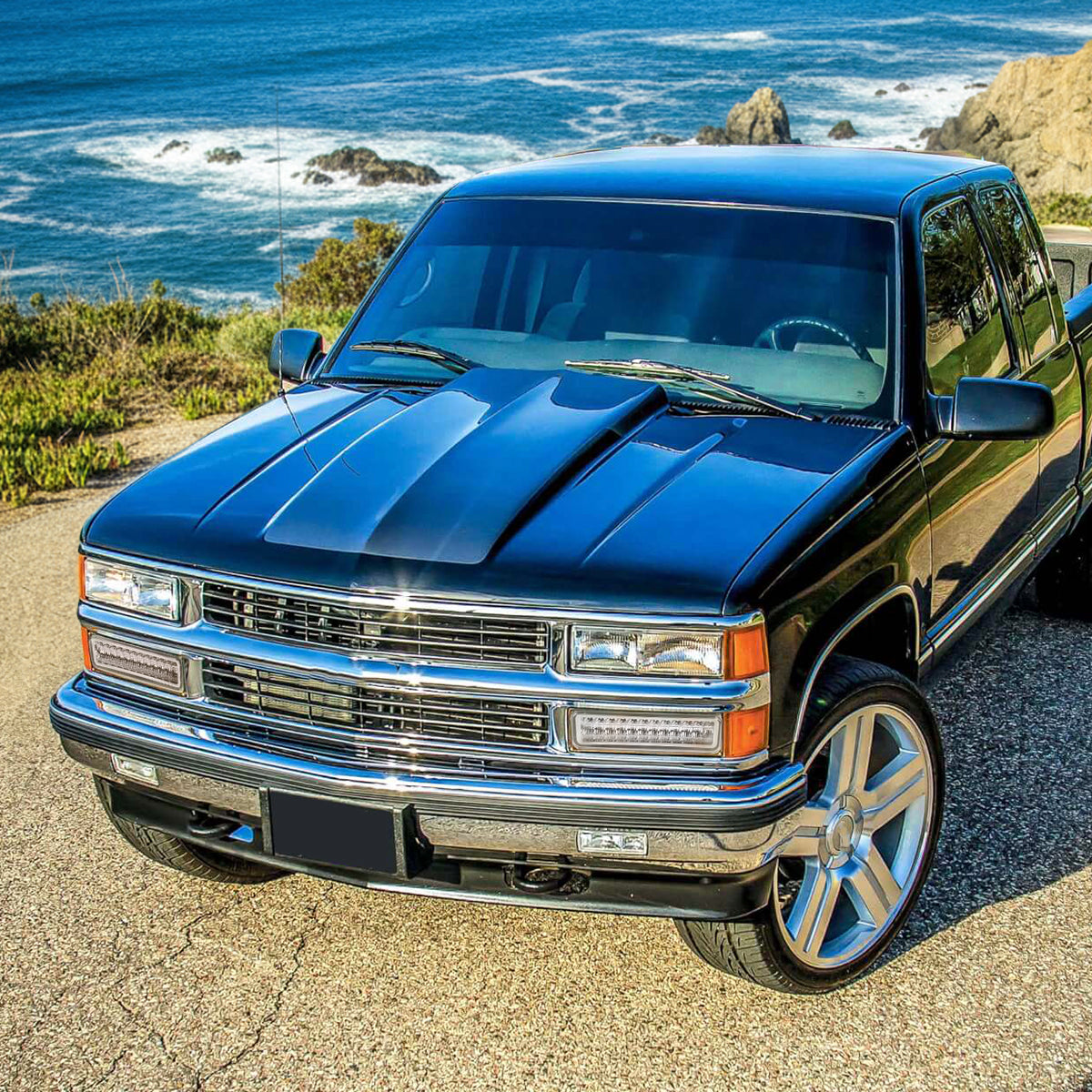 Ronnin - Compatible con Chevy C10 C/K 1500 2500 3500 Suburban Blazer Tahoe Silverado Sierra Yukon de 1988-1999 Juego de luces LED de esquina, defensa y estacionamiento | Cromo