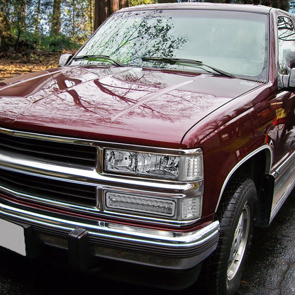 Ronnin - Compatible con Chevy C10 C/K 1500 2500 3500 Suburban Blazer Tahoe Silverado Sierra Yukon de 1988-1999 Juego de luces LED de esquina, defensa y estacionamiento | Cromo