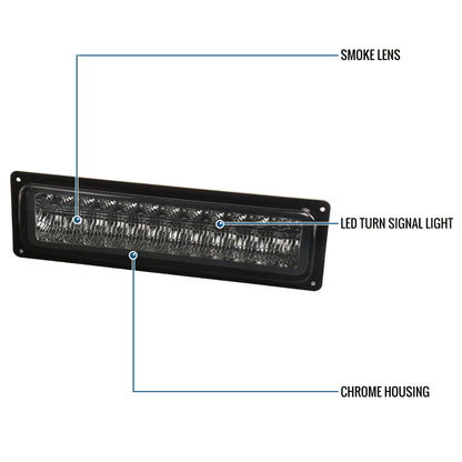 Ronnin - Compatible con Chevy C10 C/K 1500 2500 3500 Suburban Blazer Tahoe Silverado Sierra Yukon de 1988-1999 Juego de luces de esquina y parachoques LED completo | Ahumado