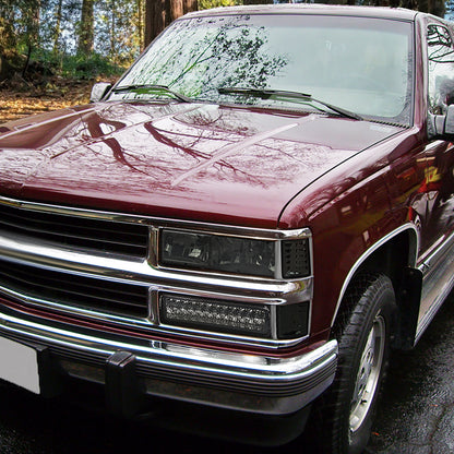 Ronnin - Compatible con Chevy C10 C/K 1500 2500 3500 Suburban Blazer Tahoe Silverado Sierra Yukon de 1988-1999 Juego de luces de esquina y parachoques LED completo | Ahumado