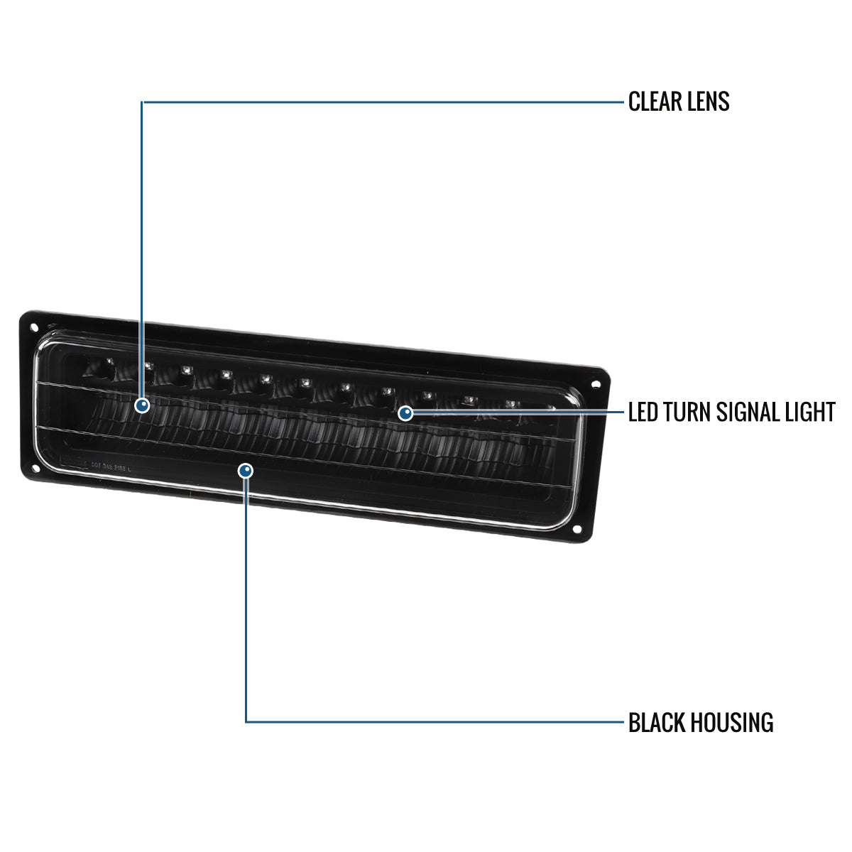 Ronnin - Compatible con Chevy C10 C/K 1500 2500 3500 Suburban Blazer Tahoe Silverado Sierra Yukon de 1988-1999 Juego de luces LED completas de esquina, parachoques y estacionamiento | Negro
