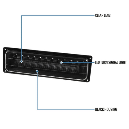 Ronnin - Compatible con Chevy C10 C/K 1500 2500 3500 Suburban Blazer Tahoe Silverado Sierra Yukon de 1988-1999 Juego de luces LED completas de esquina, parachoques y estacionamiento | Negro