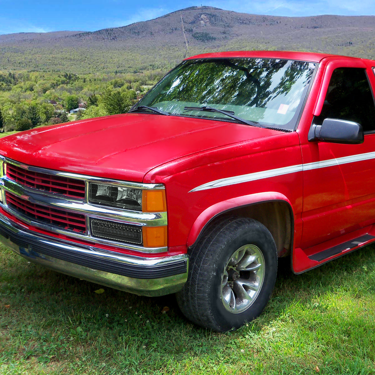 Ronnin - Compatible con Chevy C10 C/K 1500 2500 3500 Suburban Blazer Tahoe Silverado Sierra Yukon de 1988-1999 Juego de luces LED completas de esquina, parachoques y estacionamiento | Negro