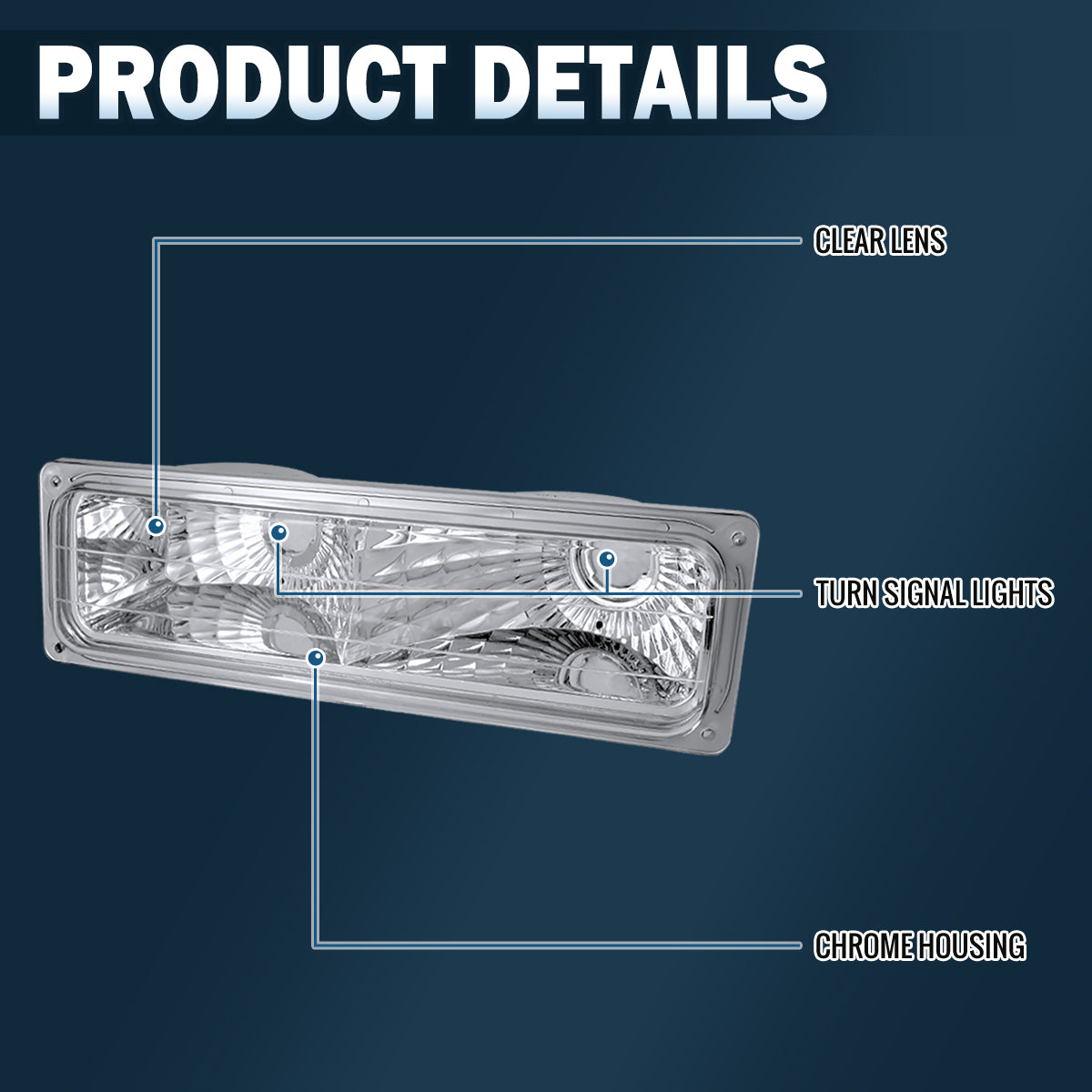 Ronnin - Compatible con Chevy C10 C/K Silverado Suburban Tahoe Sierra Yukon Blazer de 1988-1999, conjunto de luces de estacionamiento de esquina | Cromado