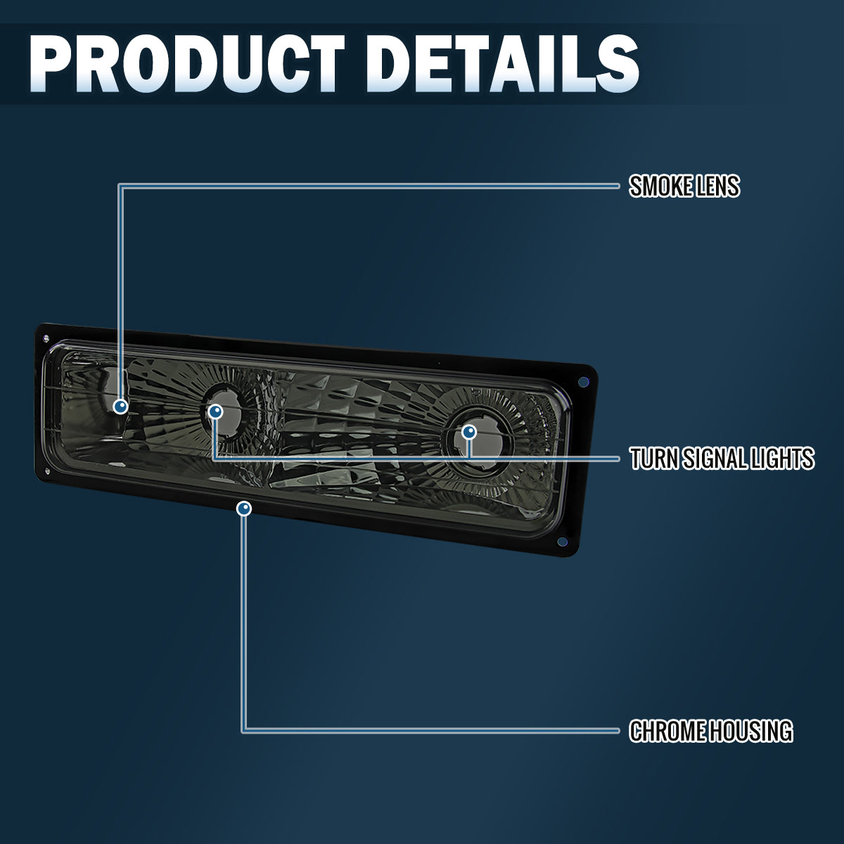 Ronnin - Compatible con Chevy C10 C/K Silverado Suburban Tahoe Sierra Yukon Blazer de 1988-1999, conjunto de luces de estacionamiento y esquina del parachoques, par | Ahumado