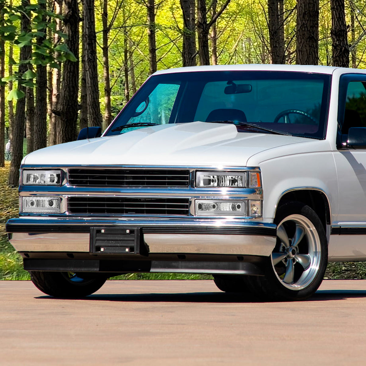 Ronnin - Compatible con Chevy C10 C/K Silverado Suburban Tahoe Sierra Yukon Blazer de 1988-1999, par de luces LED de esquina para parachoques, montaje | Cromado