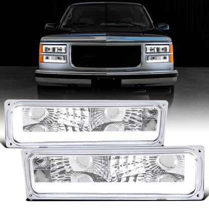 Ronnin - Compatible con Chevy C10 C/K Silverado Suburban Tahoe Sierra Yukon Blazer de 1988-1999, par de luces LED de esquina para parachoques, montaje | Cromado