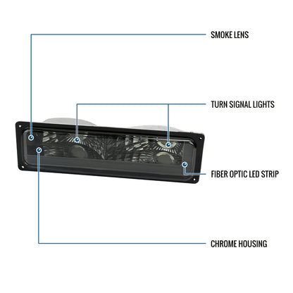 1988-1999 Chevy C10 C/K Silverado Suburban Tahoe Sierra Yukon Blazer LED Tube Corner Bumper Parking Lights Assembly Pair | Smoke