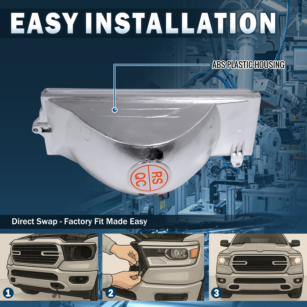 Ronnin - Compatible con Cherokee Comanche Wagoneer XJ de 1984-1996 Luces de defensa, intermitentes, conjunto de luces de estacionamiento (par) | Cromado